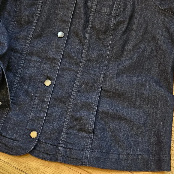 Croft & Barrow Casual Jean Jacket, Womens Plus 1X Dark Wash Denim - Picture 5 of 13